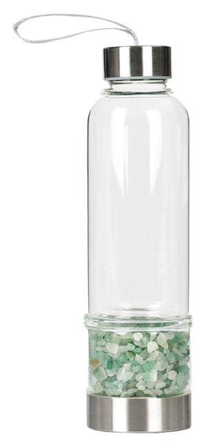 Bottiglia con cristalli di avventurina verde
