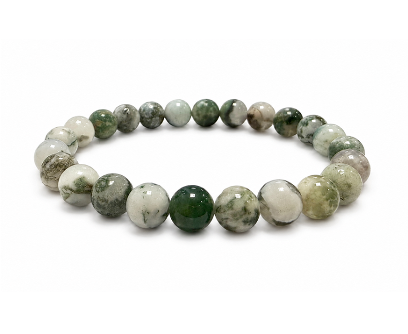 incenso ad Bracciale Agata Albero Qualità A perle 8mm