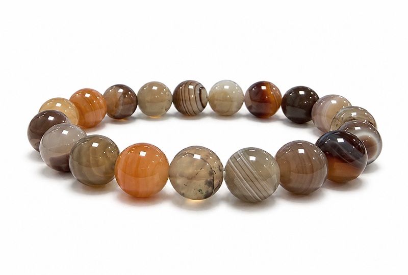 Bracciale in Agata Botswana A perle 10mm