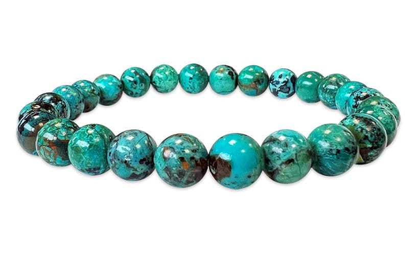 Bracciale Amblygonite Chrysocolla AAA perle 6mm