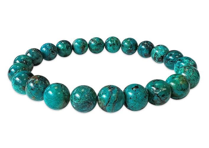 Bracciale Amblygonite Chrysocolla AAA perle 8mm