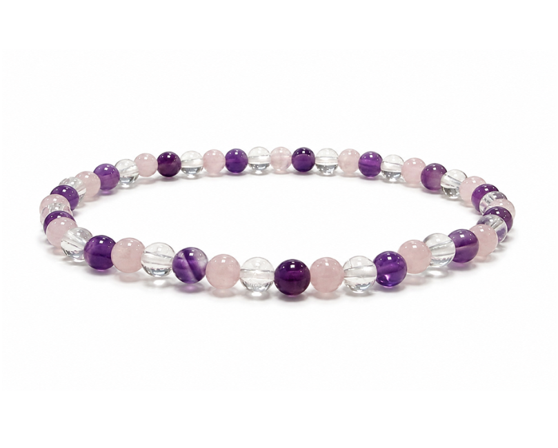 incenso ad Bracciale in Ametista Cristallo di Rocca Quarzo Rosa A con Perle da 4mm
