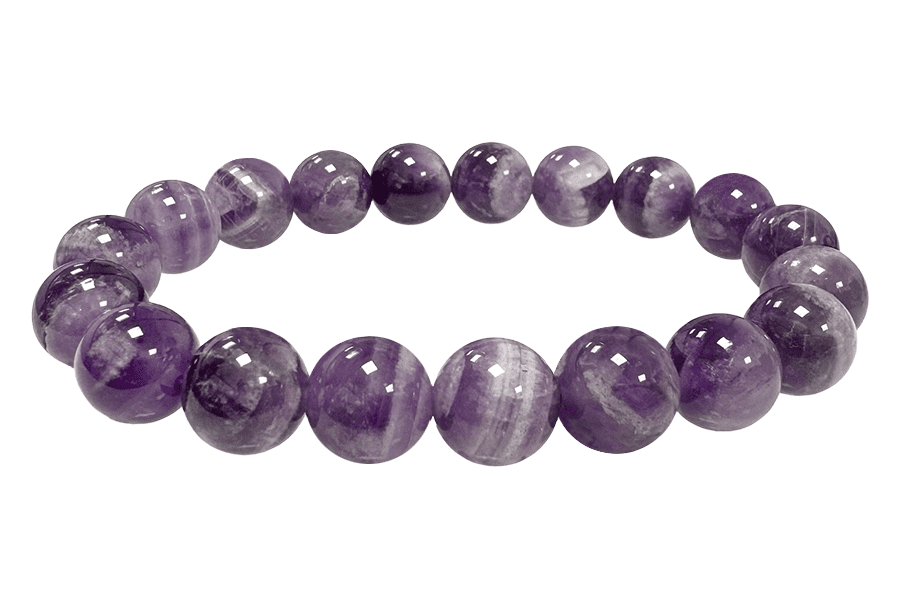 Bracciale Ametista con nastro A perle 10mm