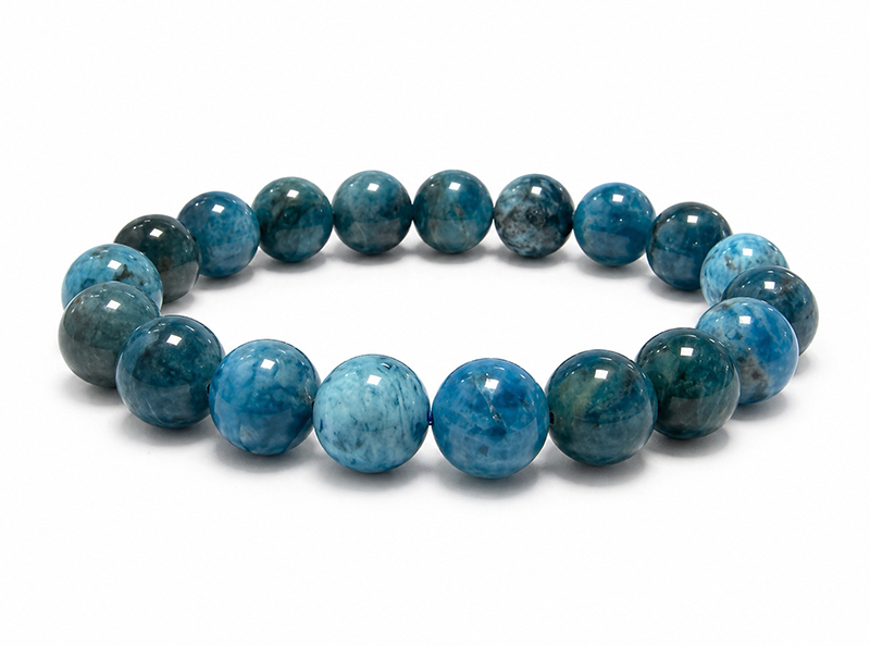 Bracciale in Apatite Blu A perle 10mm