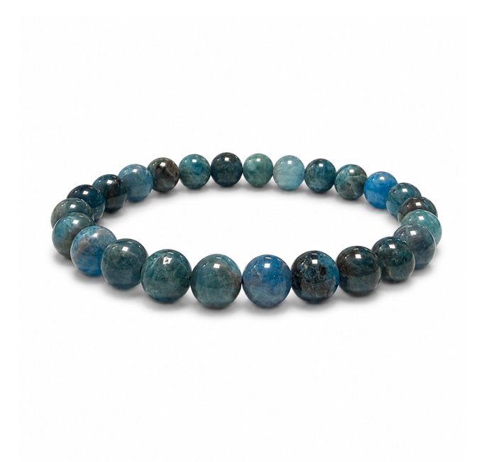 Bracciale in Apatite Blu AB con Perle da 7,5-8,5mm