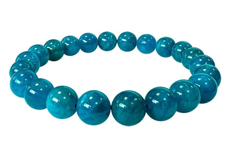 Bracciale Apatite Blu AA perle 8mm