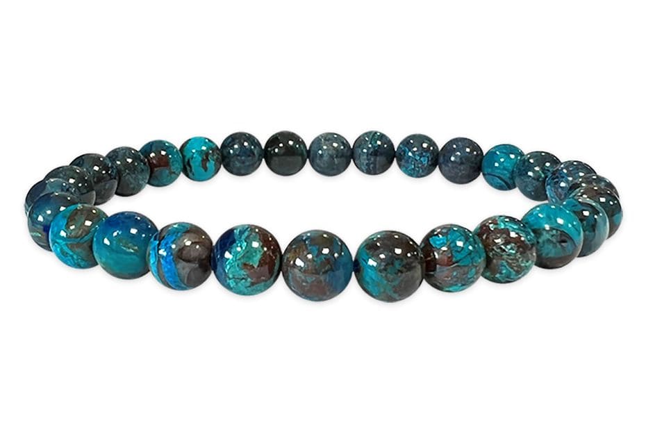 Bracciale Azurite Malachite Chrysocolla AA perline 5,5-6,5 mm