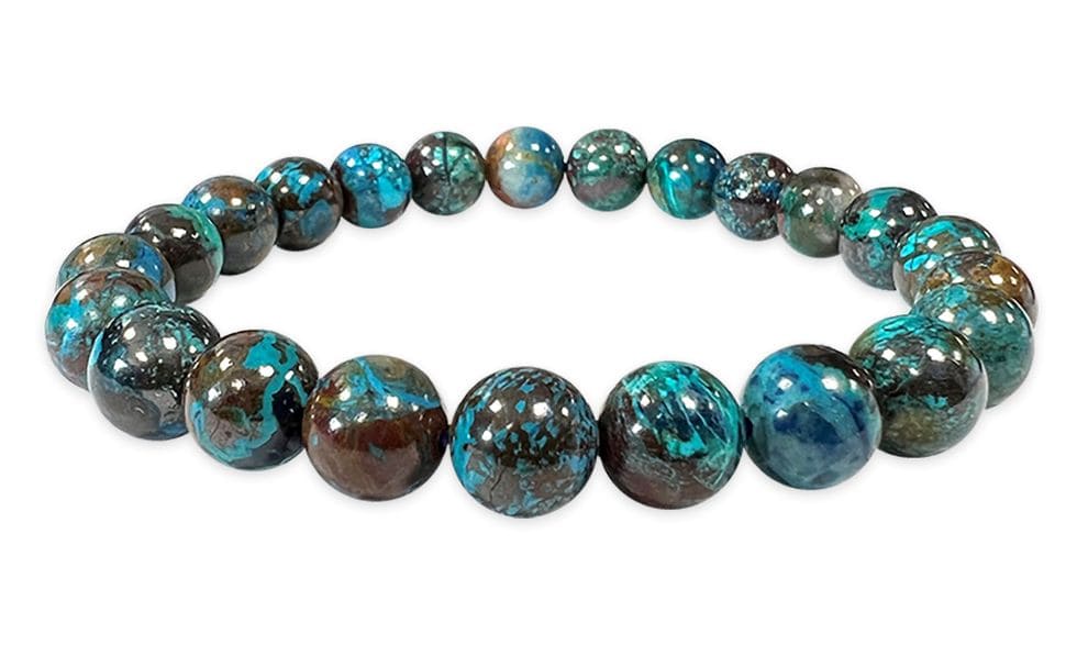 Bracciale Malachite 8mm Con Mantra Argento 925 - Bracciale Elastico Di Protezione Chakra E Buddha