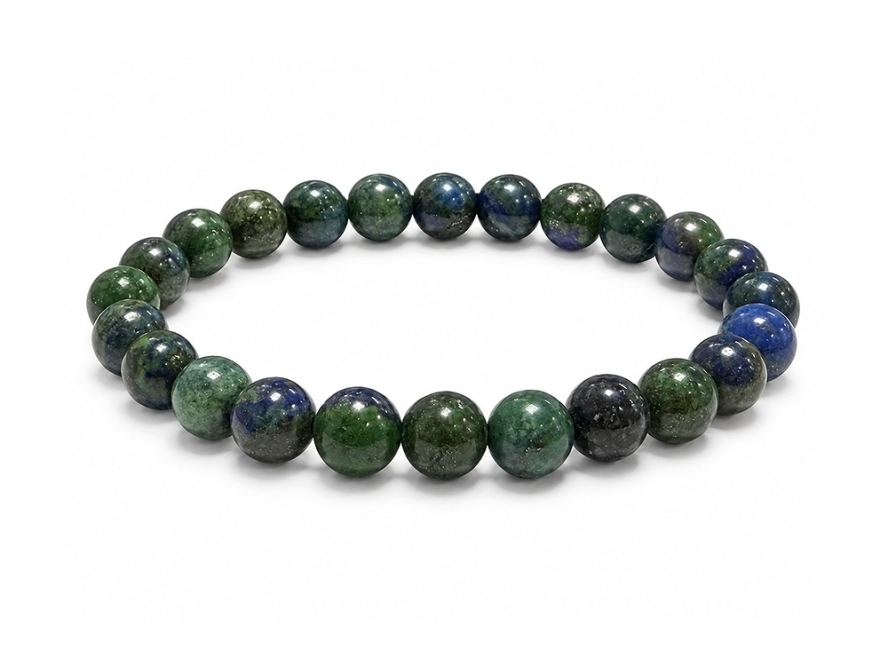 incenso ad Bracciale in Azzurrite e Malachite stabilizzata A perle 8mm