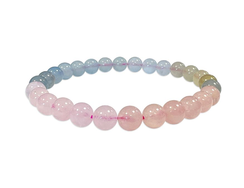 incenso ad Bracciale in Berilli Acquamarina e Morganite AAA Perle 6-7 mm