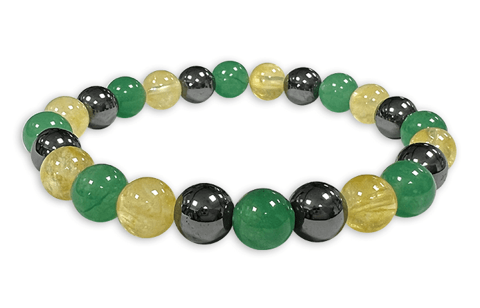 Bracciale Citrino Riscaldato, Aventurine Verde, Ematite & A 8mm