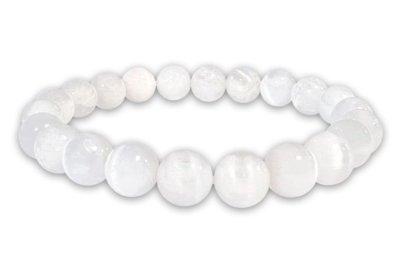 Bracciale Selenita Occhio de Gatto AA perline 8mm