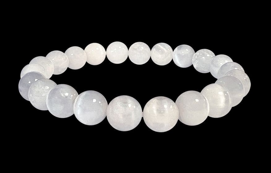 Bracciale Selenita Occhio de Gatto AA perline 8mm