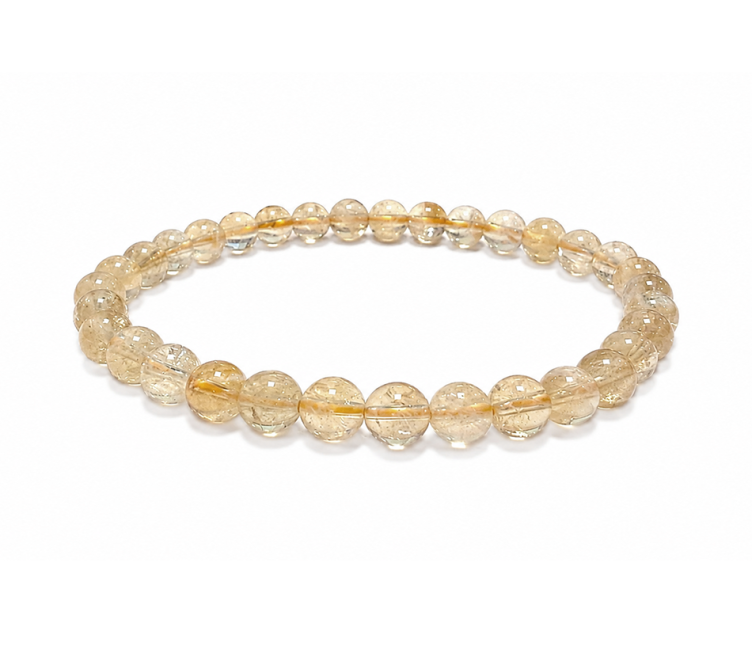 Bracciale in Citrino Naturale AA con Perle da 6mm