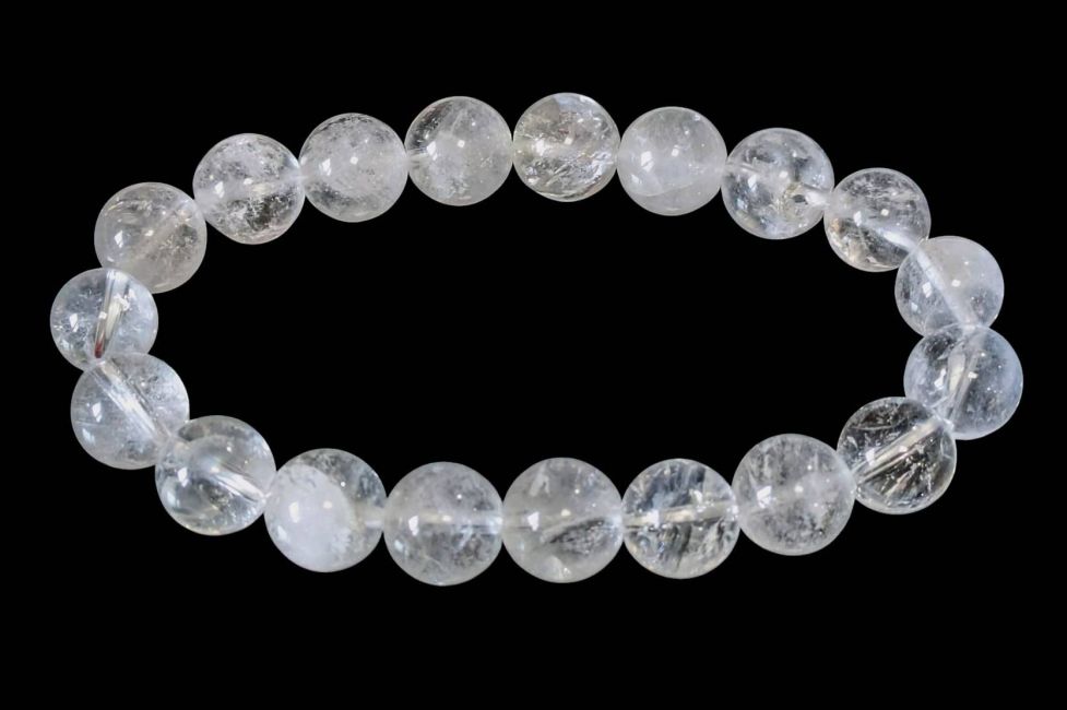 Bracciale in cristallo di rocca con perline da 10 mm