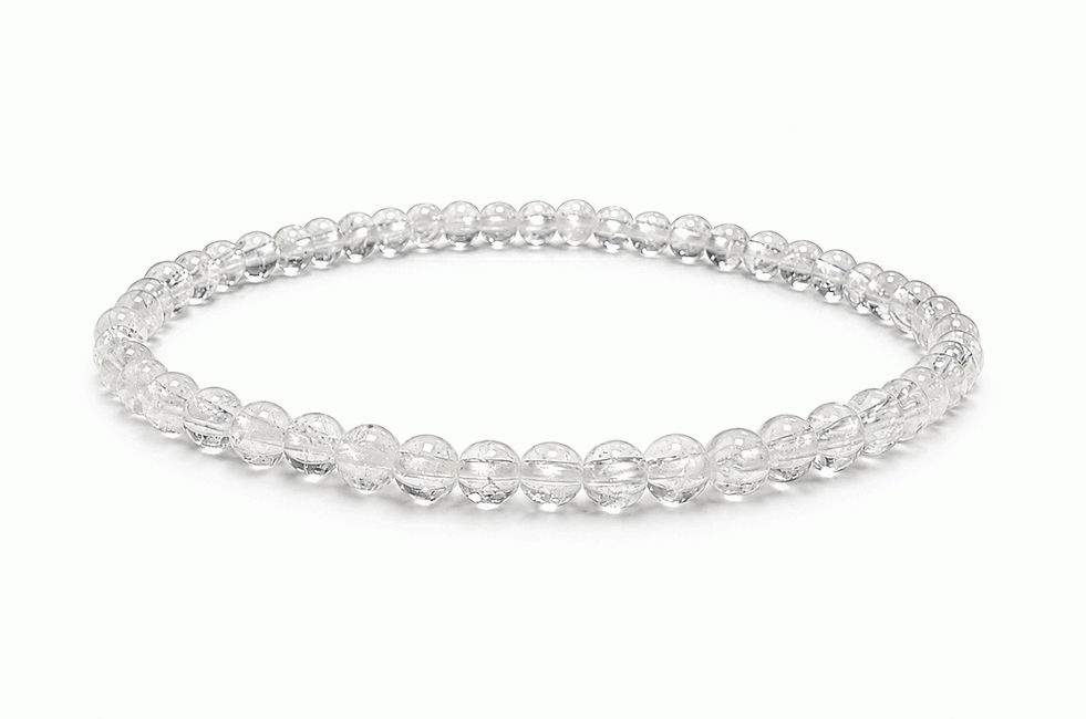 incenso ad Bracciale in Cristallo di Rocca Craquelato A con Perle Rotonde da 4 mm