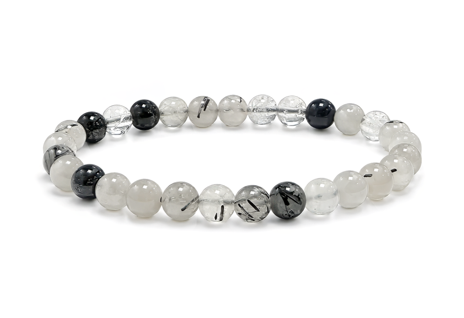 incenso ad Bracciale in Cristallo di Rocca con Tormalina A perle 6-7mm