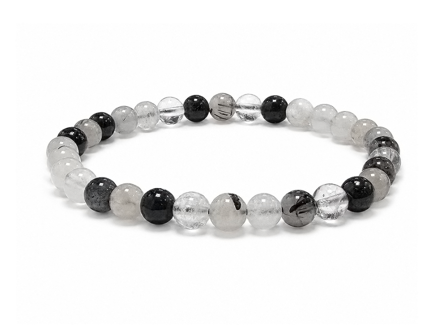 incenso ad Bracciale in Cristallo di Rocca con Tormalina A perle 6-7mm|it