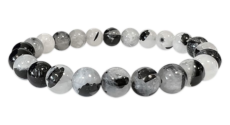 Bracciale Cristallo di rocca Tormalina A perles 8mm