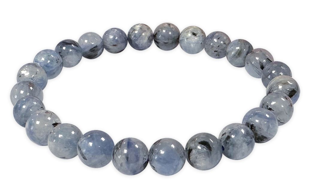 Bracciale con perline di cianite blu naturale da 7,5-8,5 mm