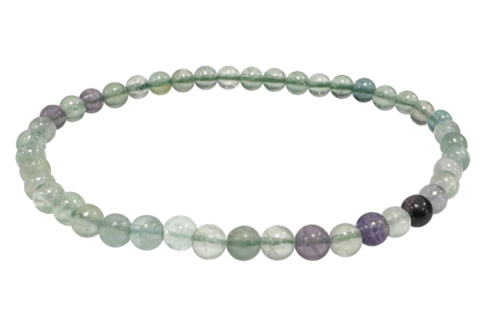 Bracciale con perline in fluorite multicolore da 4-5 mm