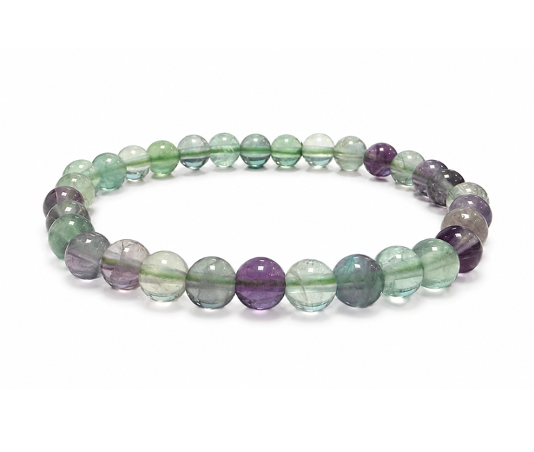 Bracciale in Fluorite Multicolore A perle 6-7mm
