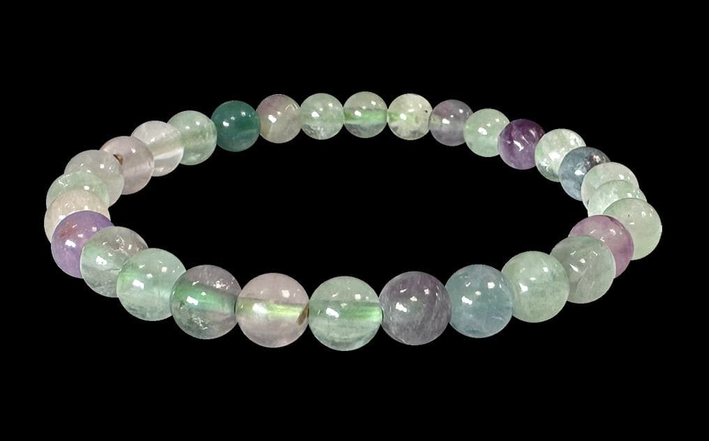 Bracciale in fluorite multicolore con perline da 6-7 mm