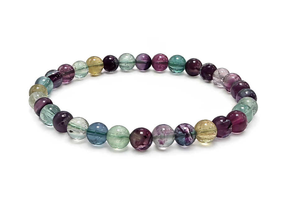 incenso ad Bracciale in fluorite multicolore AA + perline da 6-7 mm