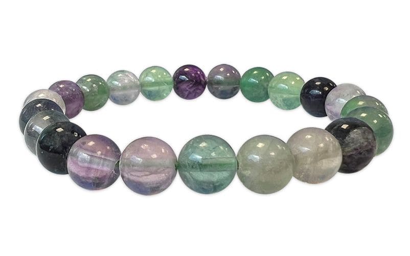 Bracciale in fluorite multicolore con perline 8-9mm