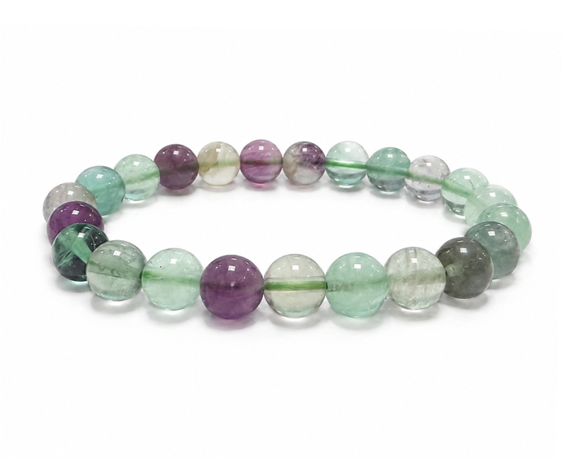 Bracciale in Fluorite Multicolore A perle 8mm