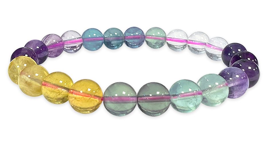 Bracciale Fluorite multicolore AAA perles 8mm
