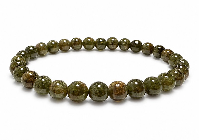 Bracciale in Granato Verde Grossularia AA perle 5.5-6.5mm