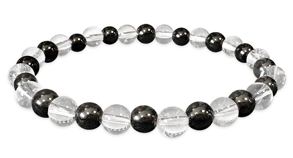 Bracciale ematite e perle di cristallo di rocca A 6mm