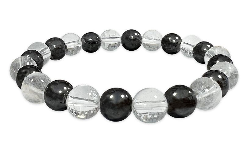 Bracciale ematite e perle di cristallo di rocca A 8mm