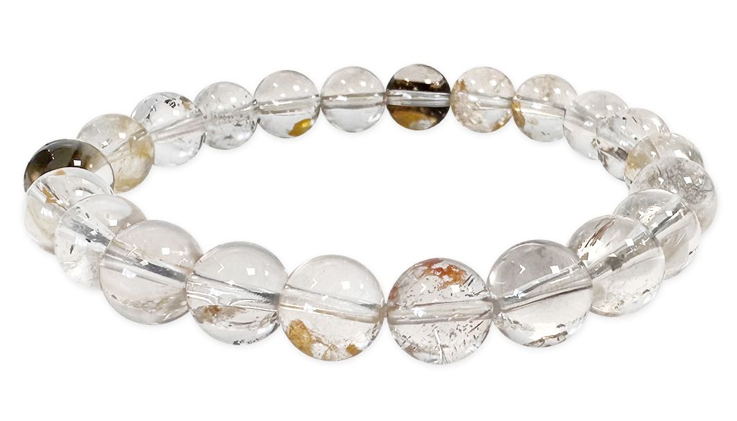 Bracciale in cristallo Herkimer con perline da 7,5-8,5 mm
