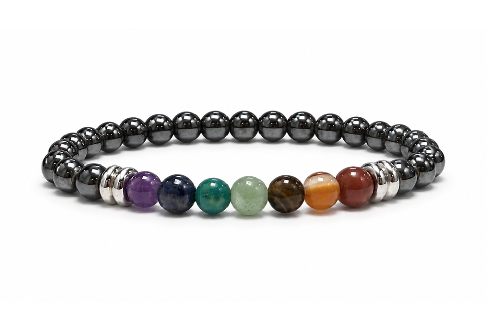 incenso ad Bracciale in Ematite A 7 Chakra perle 6mm