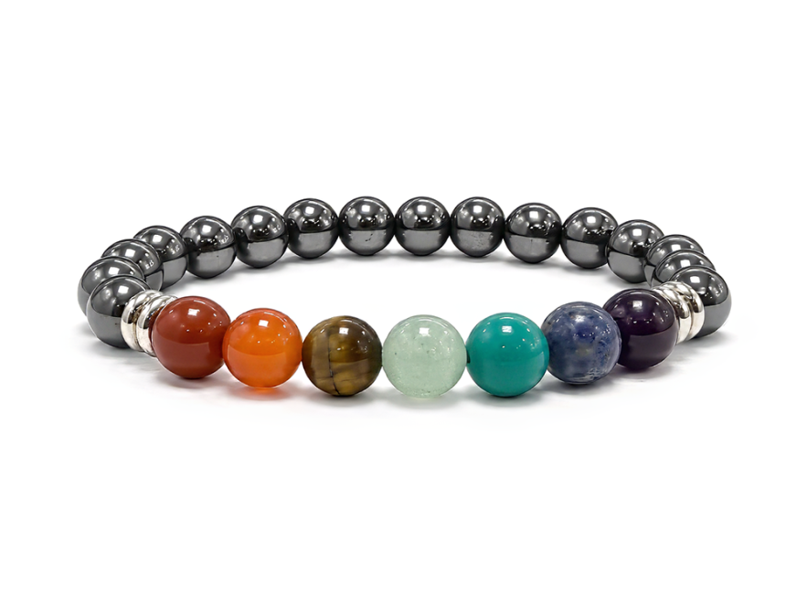 incenso ad Bracciale Ematite 7 Chakra A perle 8mm