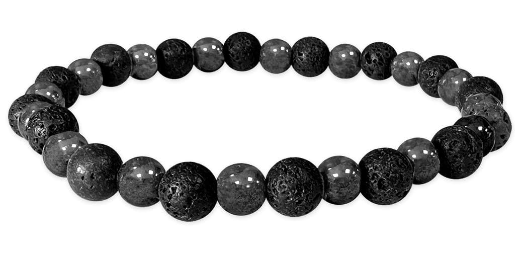 Bracciale ematite e perle di pietra lavica 6mm