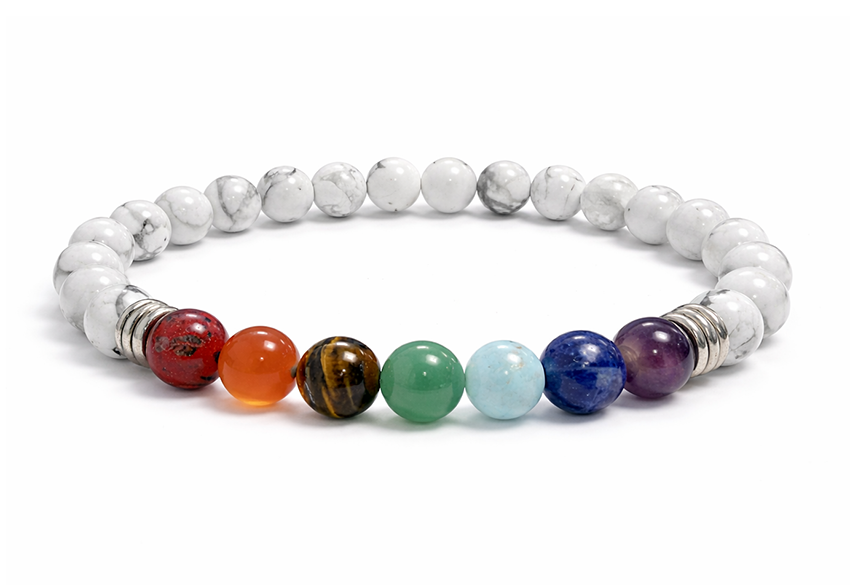 Bracciale Howlite 7 chakras A perles 6mm