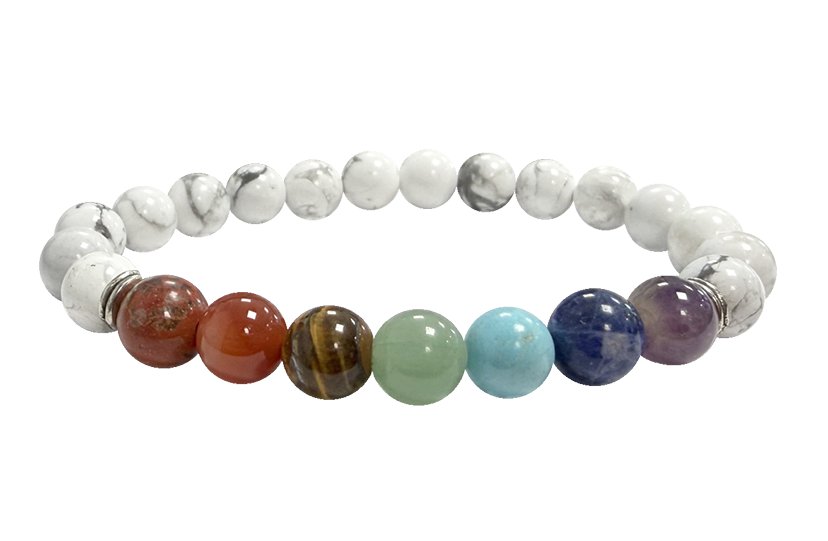 Bracciale Howlite 7 chakras A perles 8mm