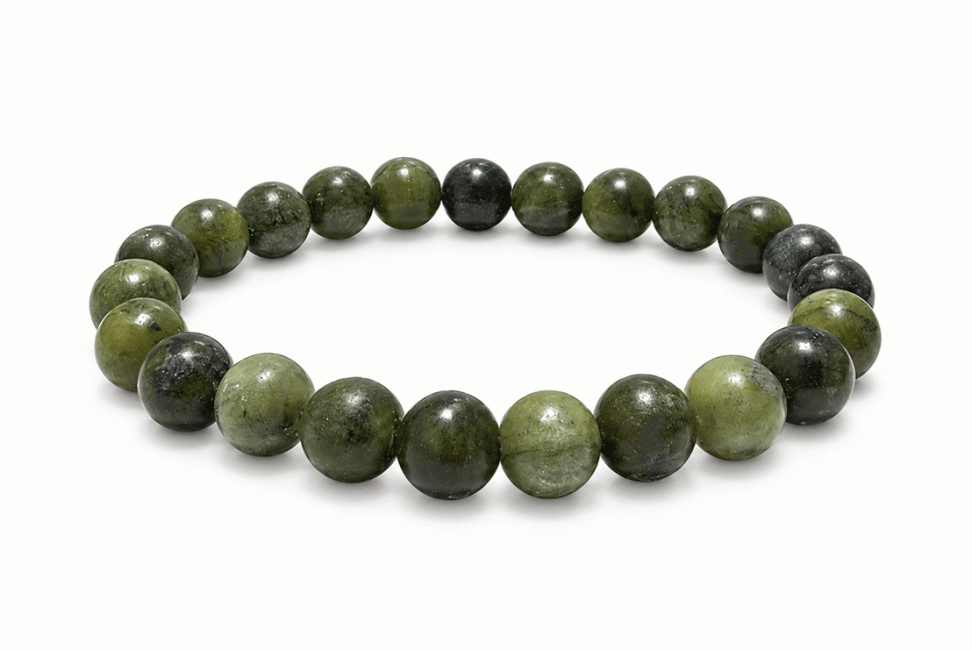 incenso ad Bracciale in Giada Nefrite A con Perle da 8mm