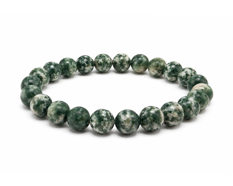 Bracciale in Giada Verde AB con Perle da 8mm