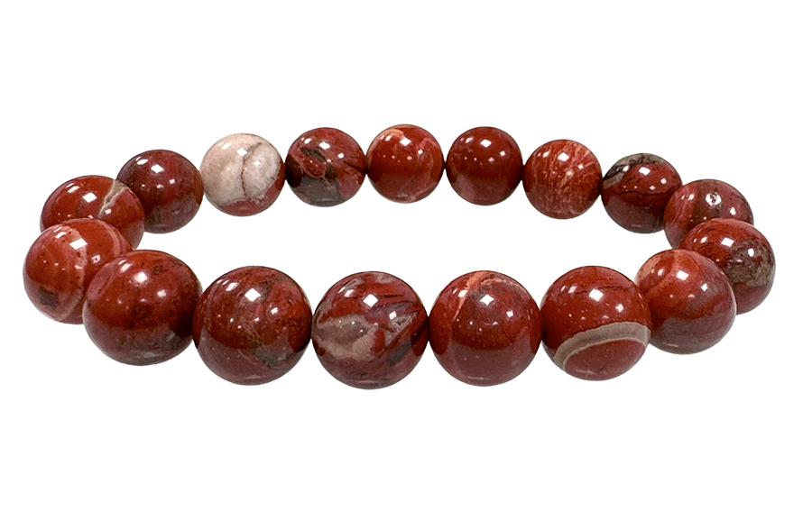 Bracciale con perline di diaspro rosso 12mm