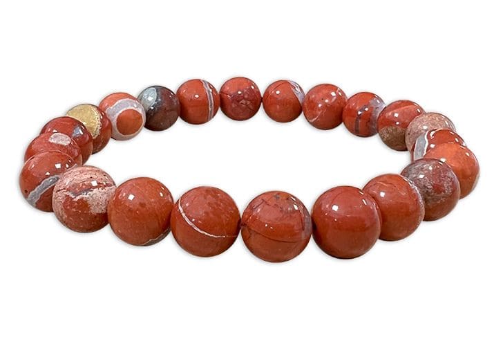 Bracciale in diaspro rosso, perline da 8-9 mm