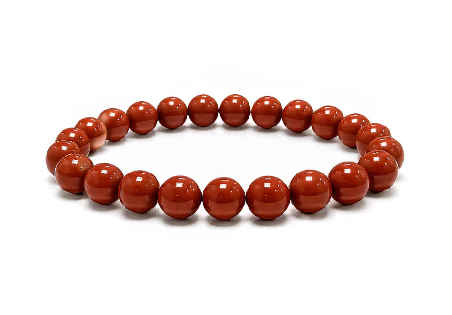 incenso ad Bracciale in Diaspro Rosso A perle 8-9mm