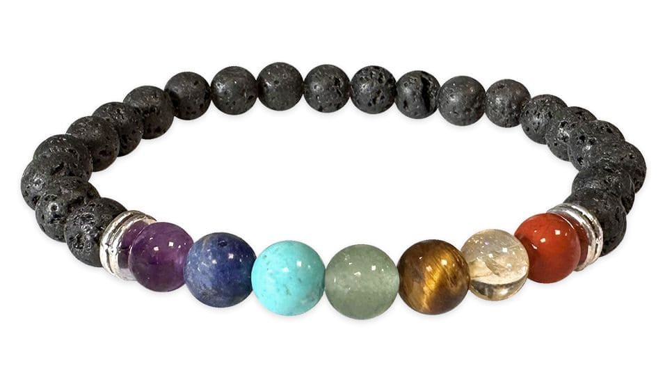 Bracciale in pietra lavica 7 chakras 6mm