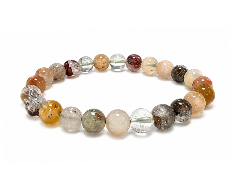 Bracciale in Lodolite Multicolore A con Perle da 8mm