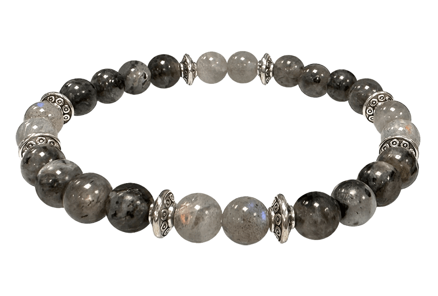 Bracciale Labradorite, Larvikite & Charms A 6mm