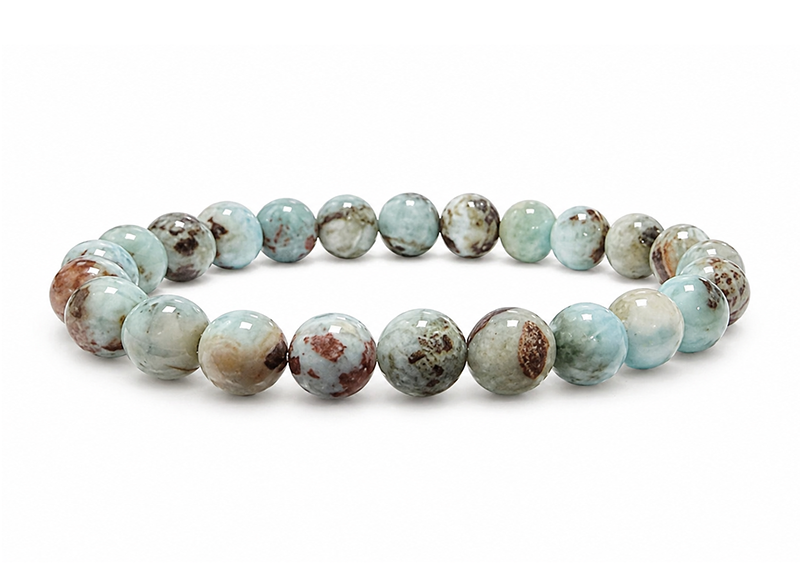 incenso ad Bracciale Larimar AB perle 8mm