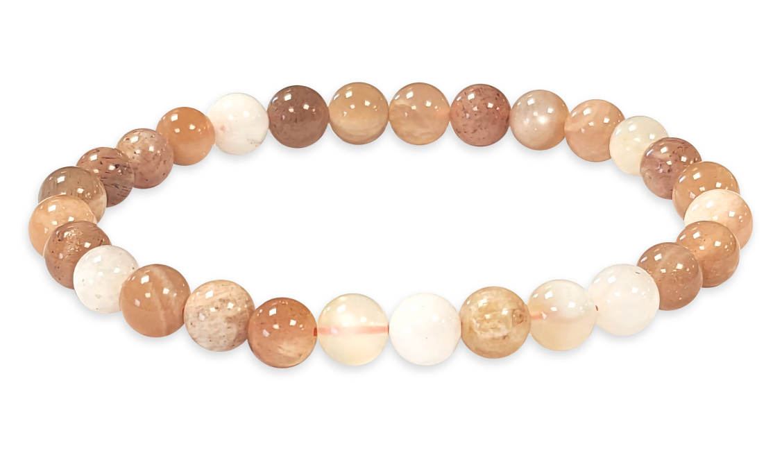 Bracciale Moonstone multicolore con perline da 6 mm